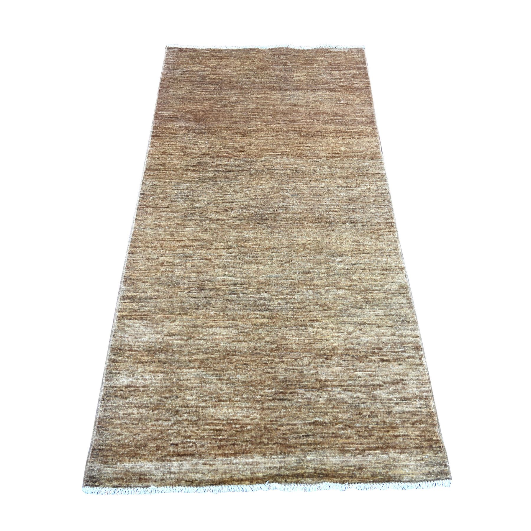 3'x6' Coffee Brown, Plain Solid Pattern, Hand Knotted, Hand Spun Ghazni Wool, Lush and Plush, Runner, Oriental Rug 